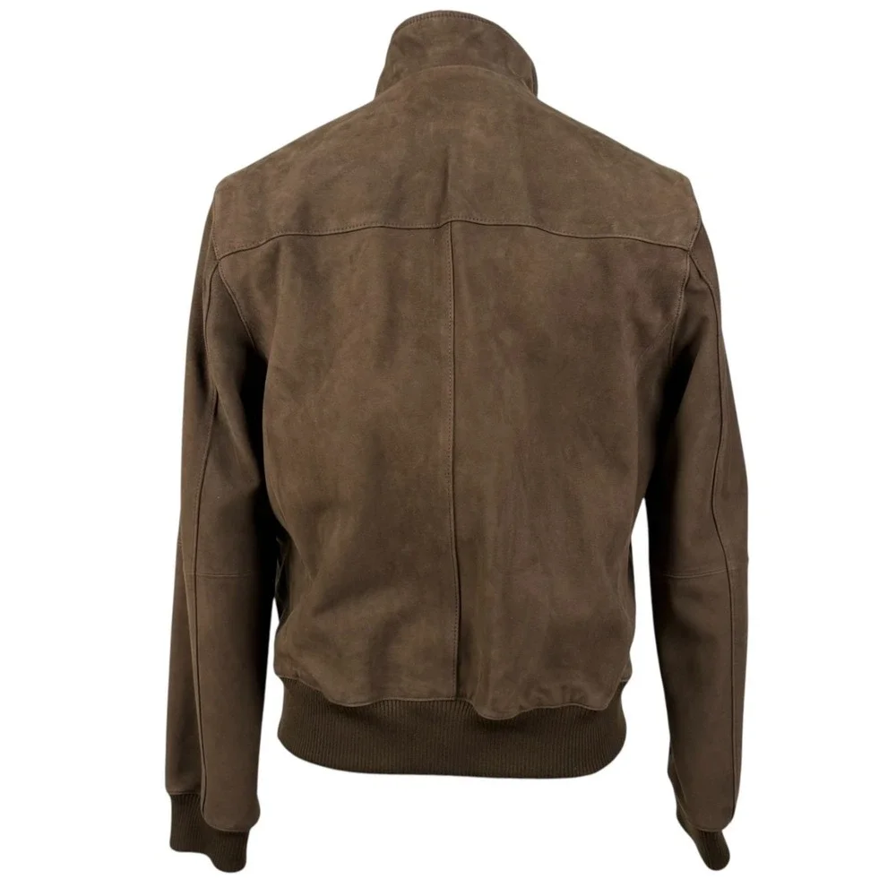 Brooks Brothers Brown Suede Leather‎ Jacket Mens S Full Zip Bomber Pockets NEW